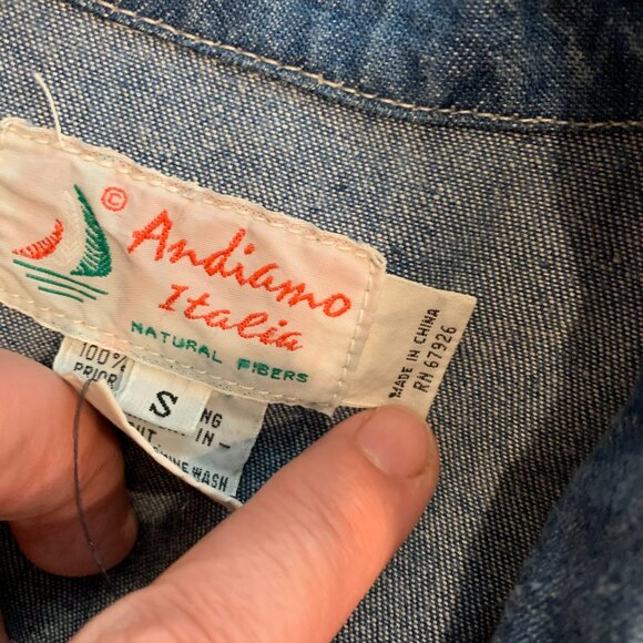 Andiamo Italia Rare Retro 1980's Jeweled Pearl Beading Denim-Size S RN 67926 - Picture 3 of 7